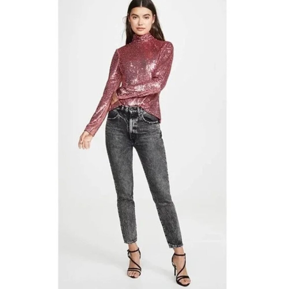 Cinq a Sept Joan Top Rosewood Pink Sequin Sparkly Glitter Size M